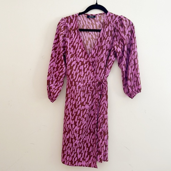 VICI | Purple Printed Wrap Dress - Picture 3 of 5